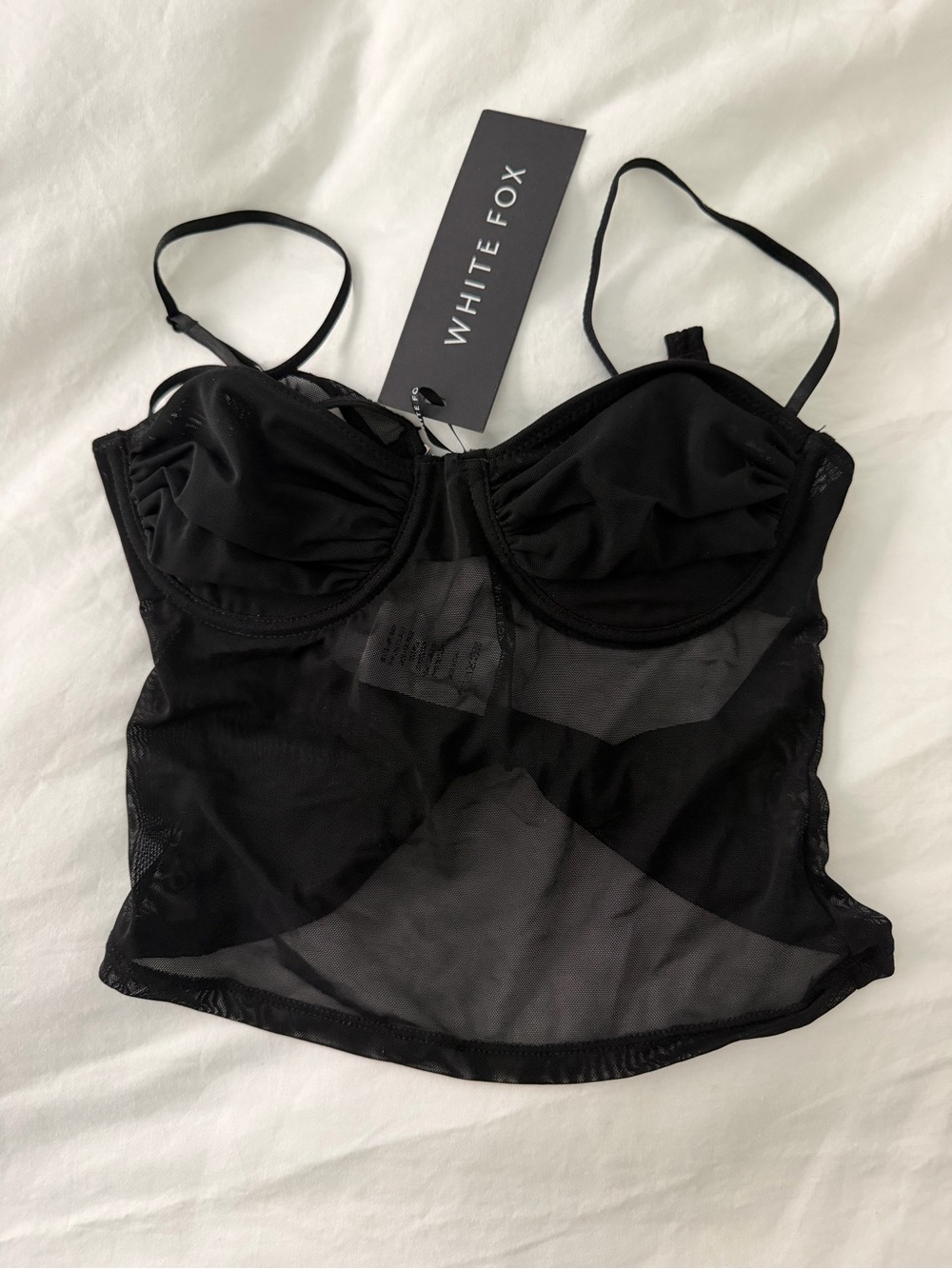 White Fox Boutique Black Sheer Mesh Bustier